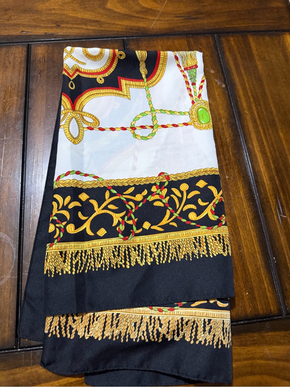 Unbranded Black & Gold Baroque Print Scarf